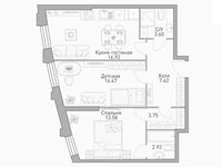 Планировка 2-комнатной квартиры, 64,31 м2