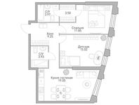 Планировка 2-комнатной квартиры, 68,4 м2
