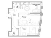 Планировка 2-комнатной квартиры, 71,34 м2