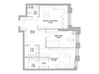 Планировка 2-комнатной квартиры, 74,29 м2