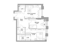 Планировка 2-комнатной квартиры, 74,84 м2