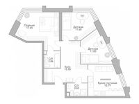 Планировка 2-комнатной квартиры, 80,56 м2