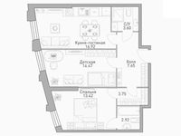 Планировка 2-комнатной квартиры, 64,34 м2