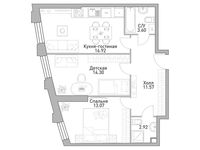 Планировка 2-комнатной квартиры, 63,98 м2