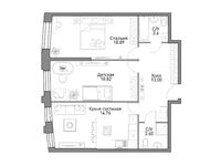 Планировка 2-комнатной квартиры, 75,32 м2