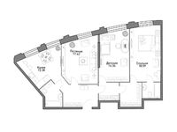 Планировка 3-комнатной квартиры, 94,68 м2