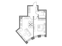 Планировка 1-комнатной квартиры, 46,32 м2