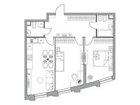 Планировка 2-комнатной квартиры, 65,76 м2