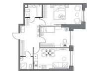 Планировка 2-комнатной квартиры, 65,82 м2