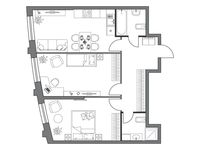 Планировка 2-комнатной квартиры, 68,37 м2