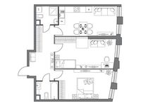 Планировка 2-комнатной квартиры, 72,84 м2
