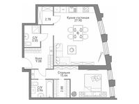 Планировка 2-комнатной квартиры, 67,73 м2