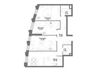 Планировка 1-комнатной квартиры, 84,8 м2