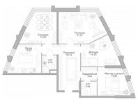 Планировка 4-комнатной квартиры, 106,53 м2