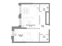 Планировка 1-комнатной квартиры, 68,43 м2