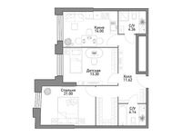 Планировка 1-комнатной квартиры, 69 м2