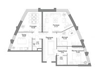 Планировка 4-комнатной квартиры, 106,52 м2