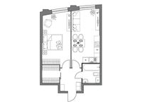 Планировка 1-комнатной квартиры, 47,38 м2