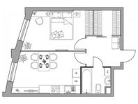 Планировка 1-комнатной квартиры, 41,65 м2