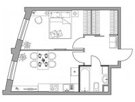 Планировка 1-комнатной квартиры, 41,79 м2