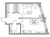 Планировка 1-комнатной квартиры, 48,4 м2