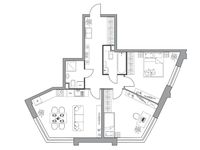 Планировка 2-комнатной квартиры, 70,02 м2