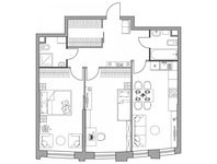 Планировка 2-комнатной квартиры, 74,27 м2