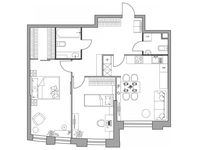 Планировка 2-комнатной квартиры, 75,47 м2