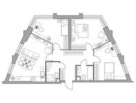 Планировка 3-комнатной квартиры, 82,75 м2