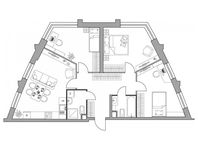 Планировка 3-комнатной квартиры, 83,4 м2
