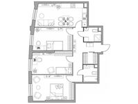Планировка 3-комнатной квартиры, 88,76 м2