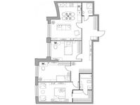 Планировка 3-комнатной квартиры, 97,98 м2