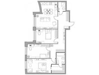 Планировка 3-комнатной квартиры, 98,14 м2