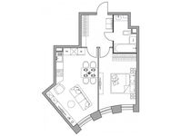 Планировка 1-комнатной квартиры, 47,73 м2