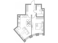 Планировка 1-комнатной квартиры, 47,81 м2