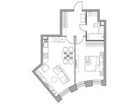 Планировка 1-комнатной квартиры, 47,85 м2