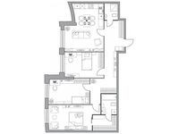 Планировка 3-комнатной квартиры, 97,71 м2