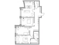 Планировка 3-комнатной квартиры, 98,22 м2