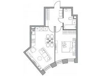 Планировка 1-комнатной квартиры, 47,8 м2