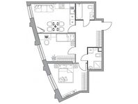 Планировка 1-комнатной квартиры, 58,28 м2