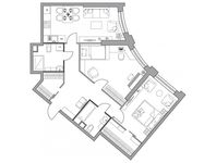 Планировка 2-комнатной квартиры, 84,36 м2