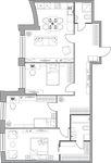 Планировка 3-комнатной квартиры, 98,4 м2