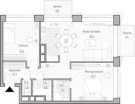 Планировка 2-комнатной квартиры, 74,49 м2
