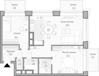 Планировка 3-комнатной квартиры, 75,7 м2