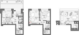 Планировка 2-комнатной квартиры, 119,47 м2