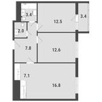 Планировка 2-комнатной квартиры, 63,2 м2
