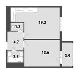 Планировка 1-комнатной квартиры, 42,4 м2