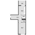 Планировка 1-комнатной квартиры, 45,8 м2