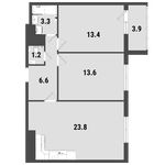 Планировка 2-комнатной квартиры, 63,1 м2