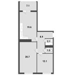 Планировка 2-комнатной квартиры, 68,5 м2